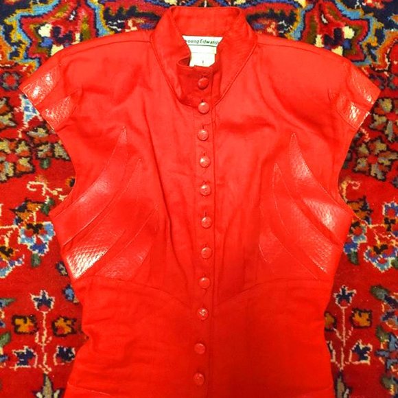 VTG 80s Young Edwardian Punk Faux Leather Dress - Picture 3 of 7